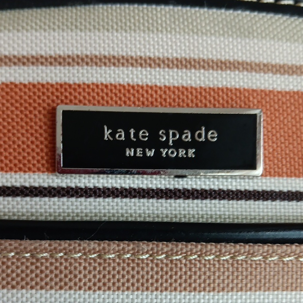 Kate Spade Multicolor Striped Tote with Black Accents EUC - Picture 2 of 12